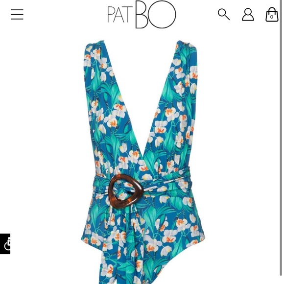 PatBo Floral Belted Plunge One Peice - Picture 2 of 5